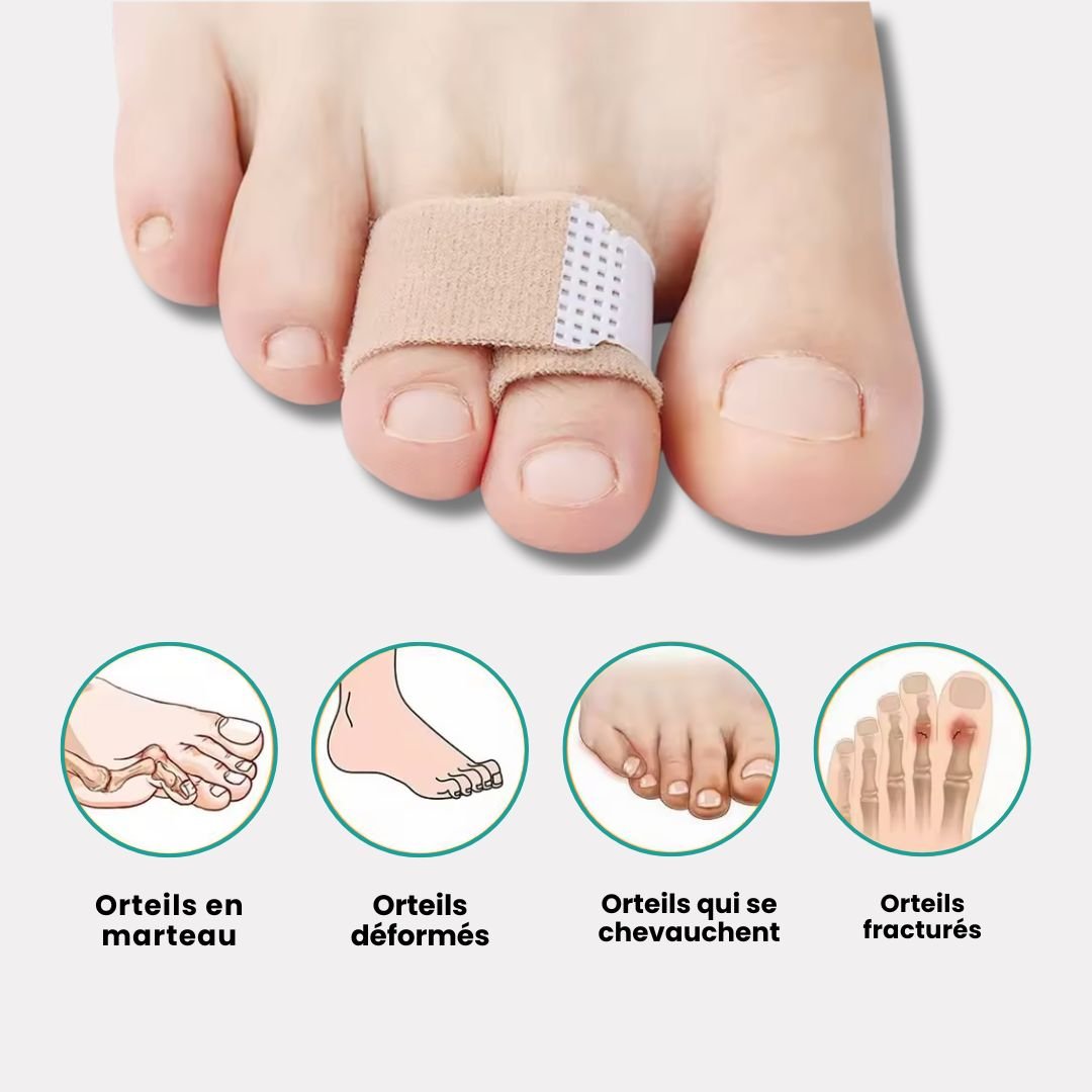 Strap Correcteur Orteil en Griffe – Orthèse Réglable pour Soulager la Douleur et Redresser les Orteils Déformés